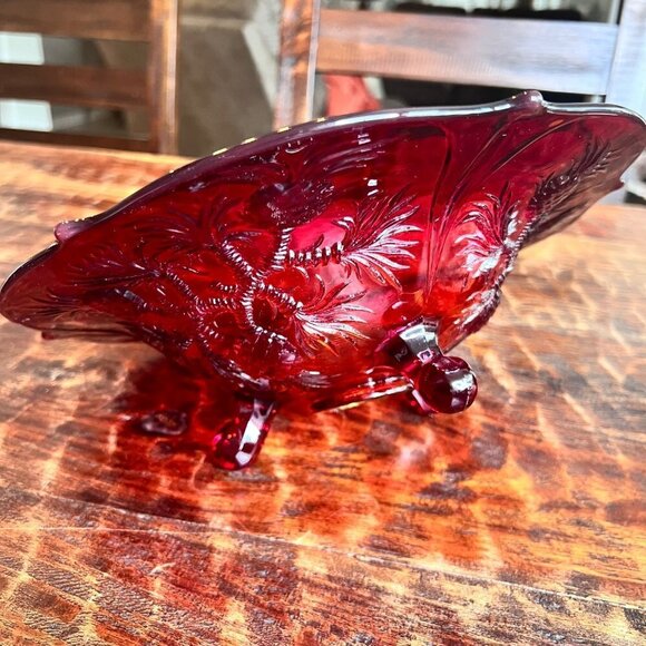 Vintage Three Toed  Red Thistle Bowl - Picture 9 of 12